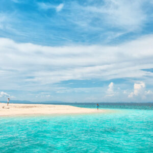 White sand and turquoise shallows at Bamboo Island