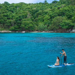 Paddleboarding in clear water in the Phi Phi Islands
