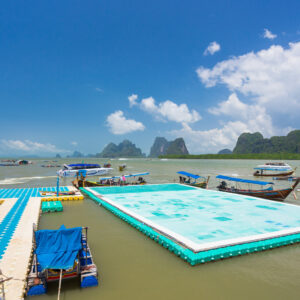 The floating football pitch at Koh Panyee