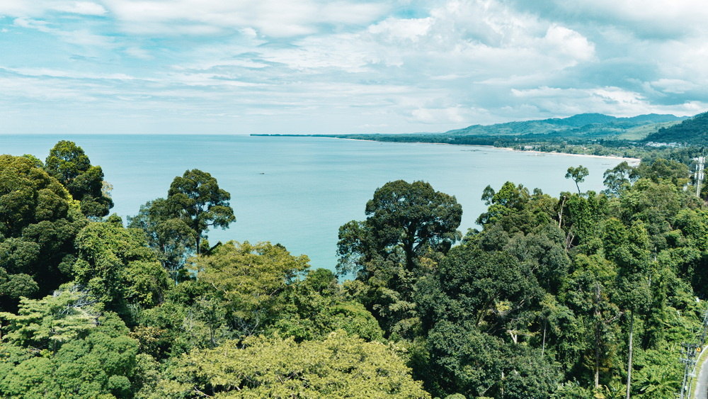 View over the rainforest to the Andaman Sea at Khao Lak