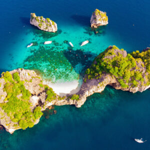 Aerial view of Koh Rok and its lagoon