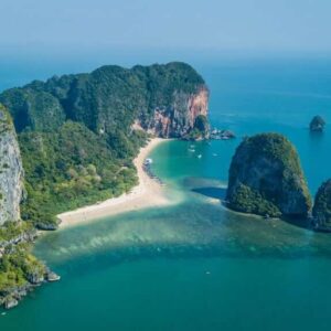Railay and Phra Nang coastline from the air