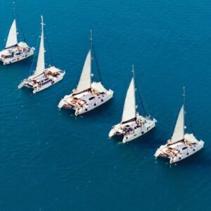 Catamarans anchored in the Andaman Sea