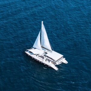 Aerial view of the yacht on the Andaman Sea