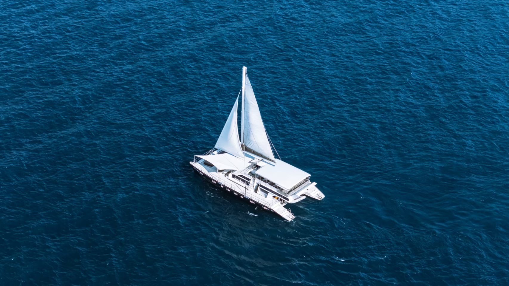 Aerial view of the yacht on the Andaman Sea