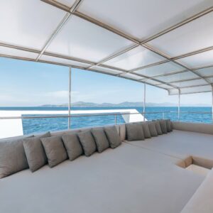Open lounge at the back of the yacht