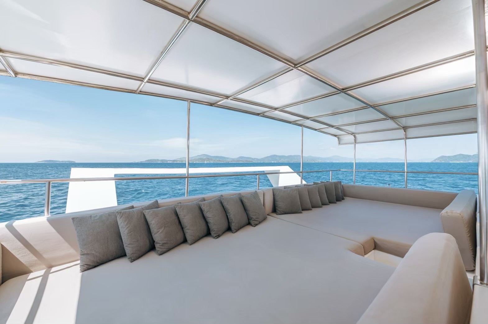 Open lounge at the back of the yacht