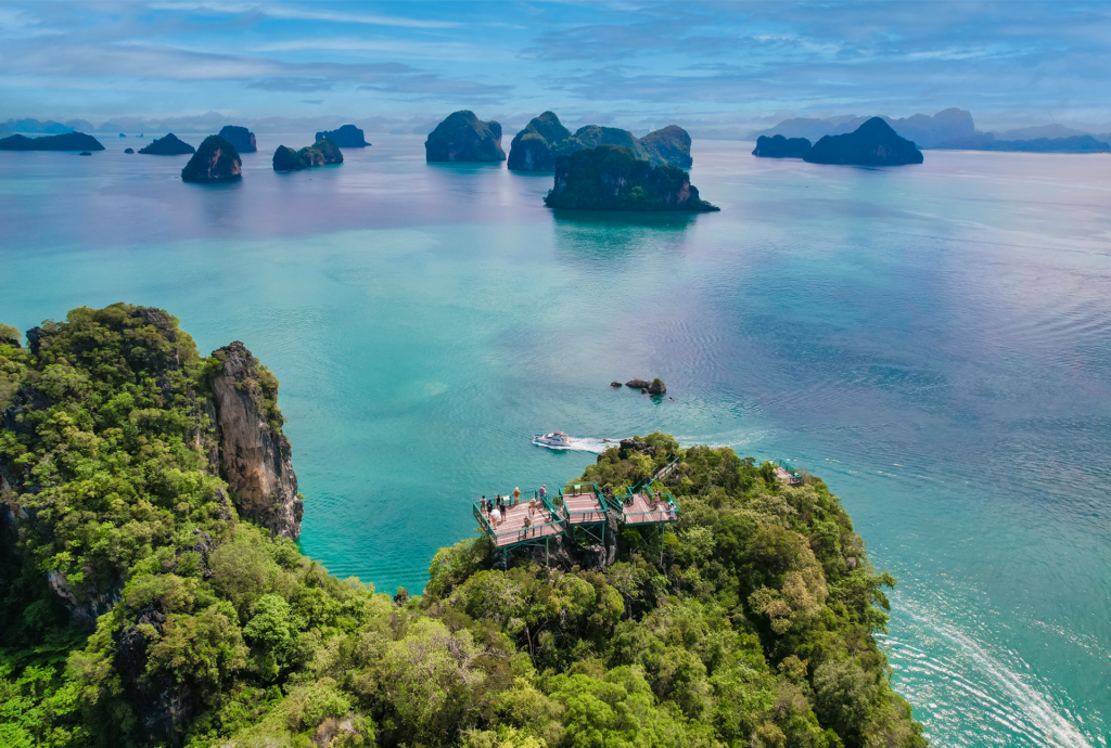 Limestone karsts rising from Phang Nga Bay