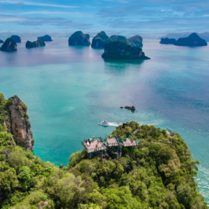 Limestone karsts rising from Phang Nga Bay