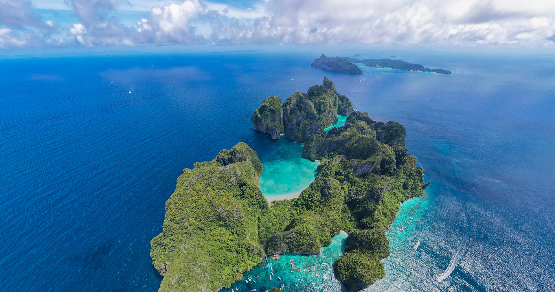 Phi Phi Leh and Pileh Lagoon from above