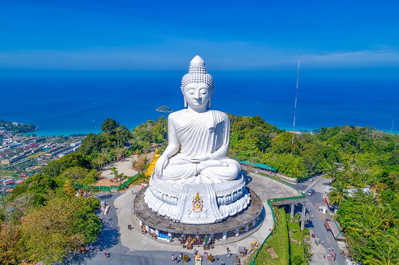 Big Buddha statue on the hilltop in Phuket
