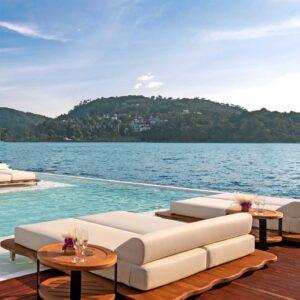 Sea-view daybed on the pool deck
