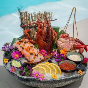 Seafood platter with lobster and sashimi