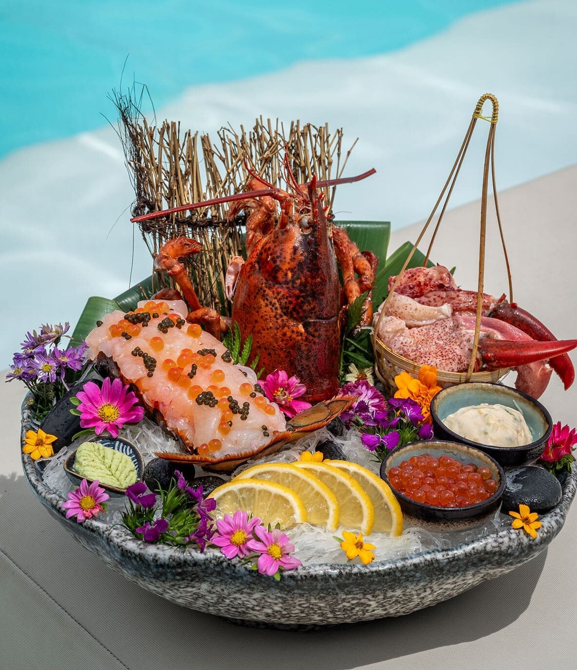Seafood platter with lobster and sashimi