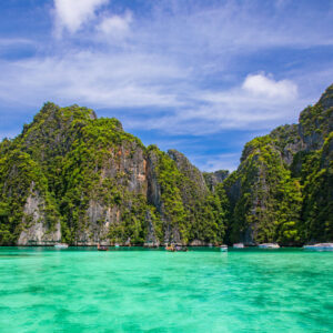 Turquoise water between the cliffs of Phi Phi Leh