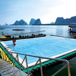 The floating football pitch at Koh Panyee