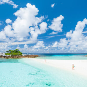 Soft white sand and clear water at Racha