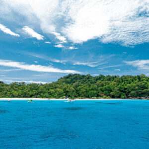 A forested island seen from the boat in the Similan Islands